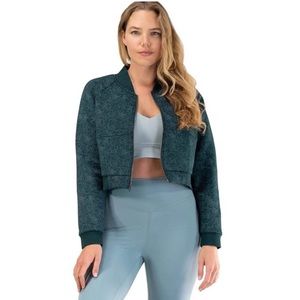 Balance Athletica Teal Floral Bomber jacket Deep Sea Flight Jacket